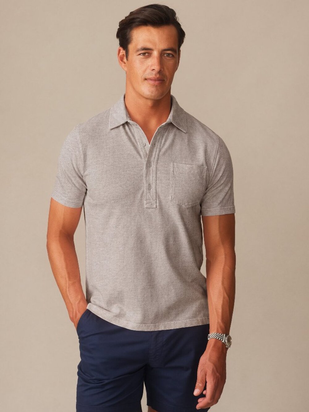 J McLaughlin Mantle Pique Polo - Heather Grey NEW